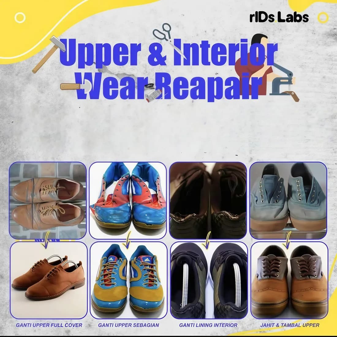 Contoh hasil kerja kategori Upper & Interior Wear Repair